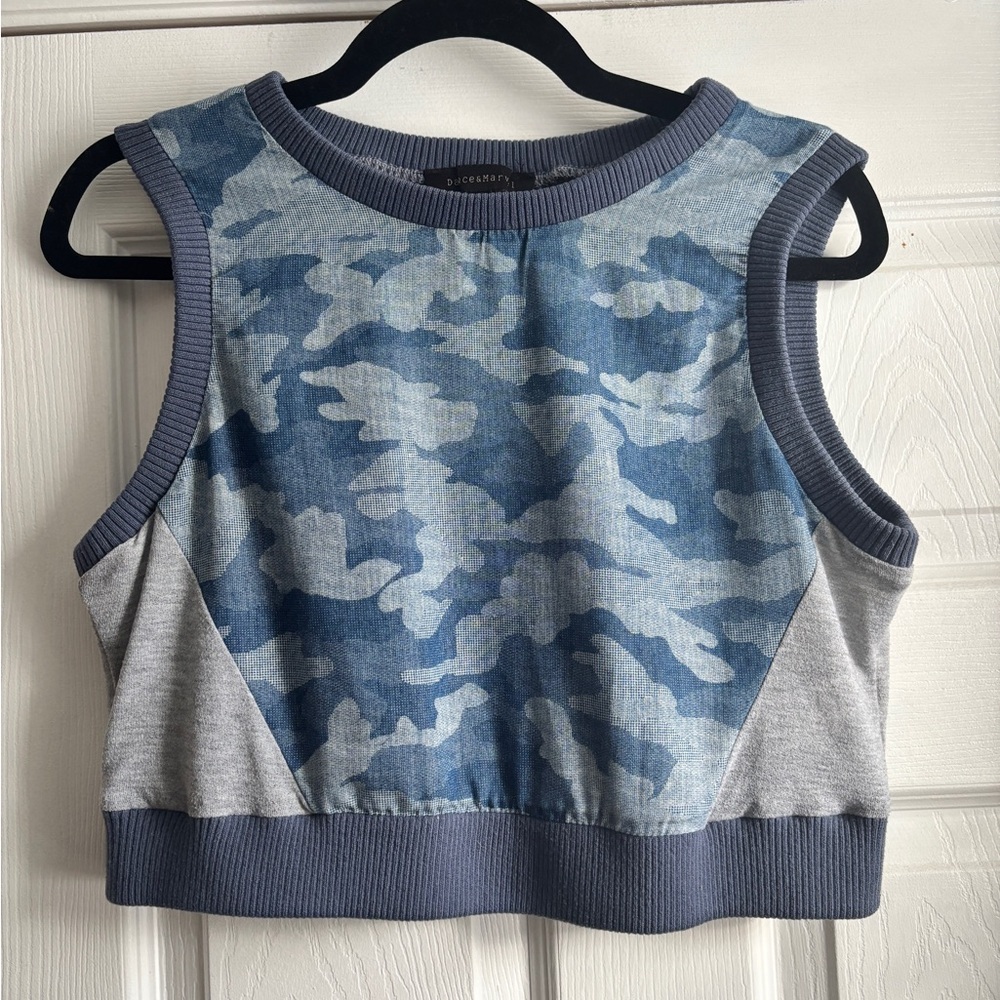Cropped Blue Camo Tank Top